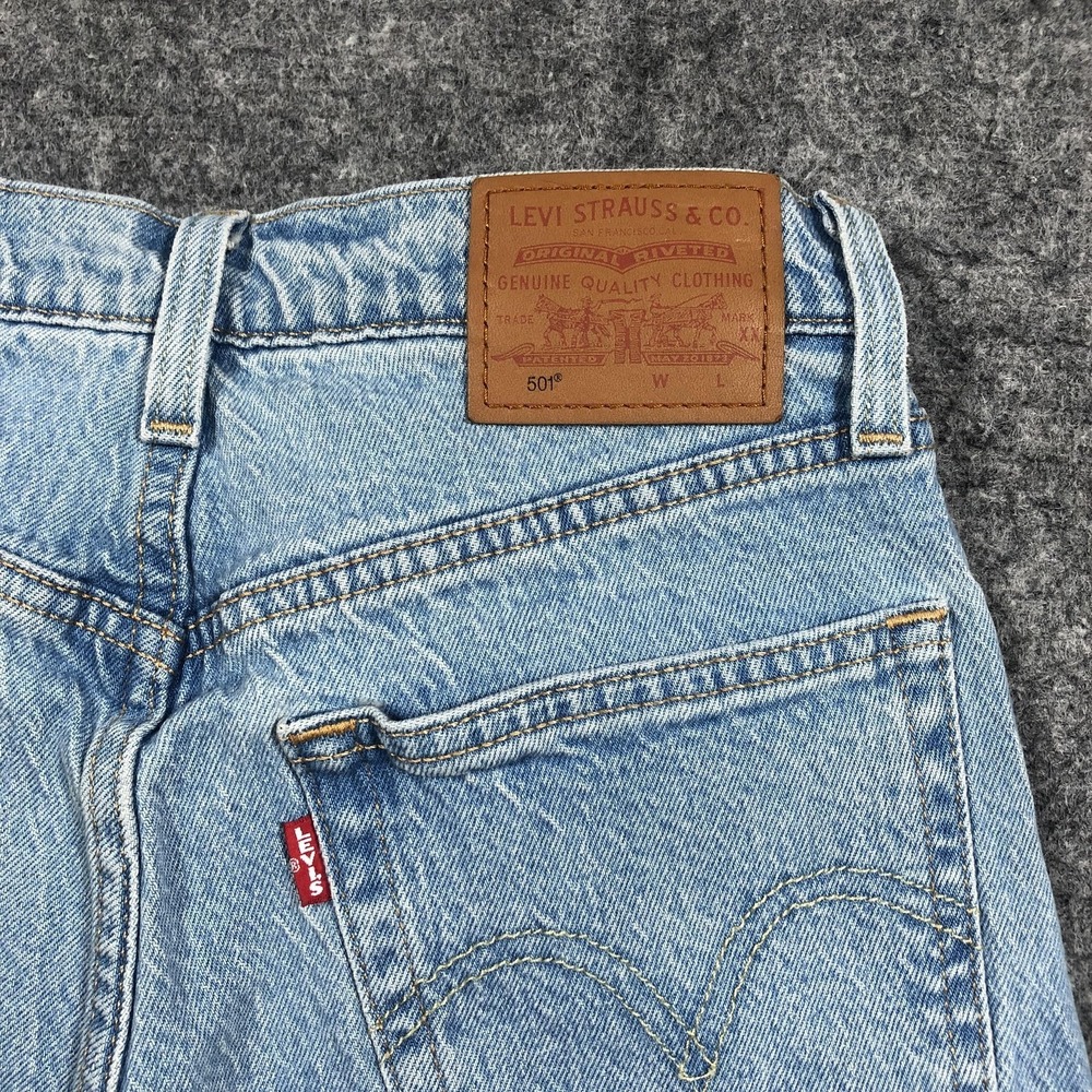 Levi's 501 Premium Jeans Womens 25x26 Light Wash High Rise Straight Big E - Picture 15 of 16